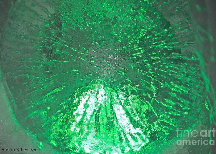 Ice Greeting Card featuring the photograph Marble Macro In Green by Susan Herber