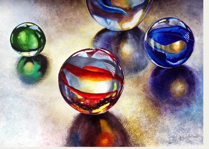 Art Greeting Card featuring the painting Marbles 2 by Carolyn Coffey Wallace