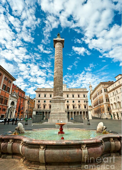 Ancient Greeting Card featuring the photograph Marco Aurelio column - Rome - Italy by Luciano Mortula