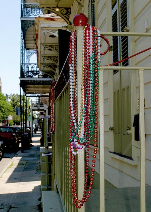 New Orleans Greeting Card featuring the photograph Mardi Gras Beads by Her Arts Desire