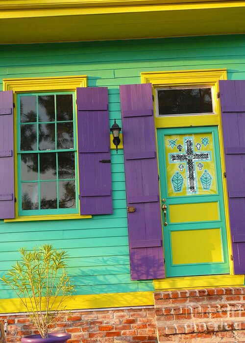 New Orleans Greeting Card featuring the photograph Mardi Gras House by Jeanne Woods