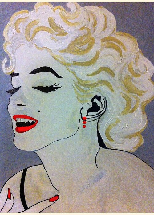 Marilyn Monroe Greeting Card featuring the painting Marilyn Monroe Beautiful by Saundra Myles