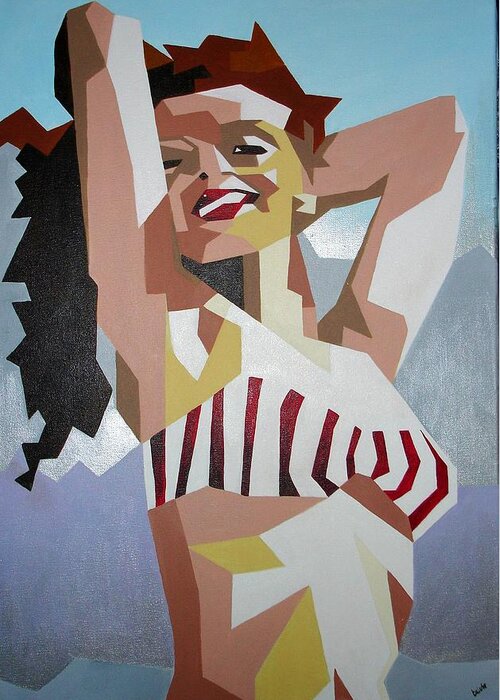 Actress Greeting Card featuring the painting Marilyn by Taiche Acrylic Art