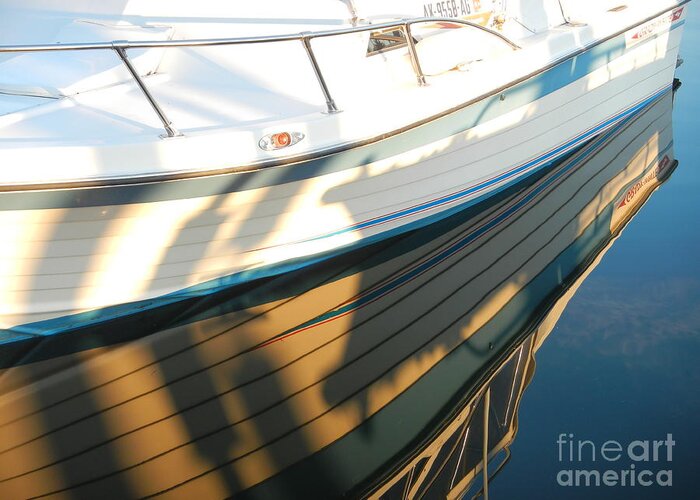 Powerboat Greeting Card featuring the photograph Marina Reflections by Laura Wong-Rose