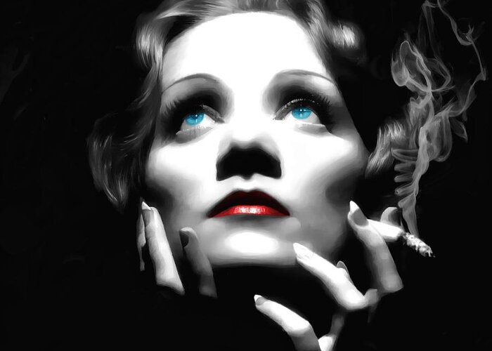 Marlene Dietrich Greeting Card featuring the digital art Marlene Dietrich Portrait by Gabriel T Toro
