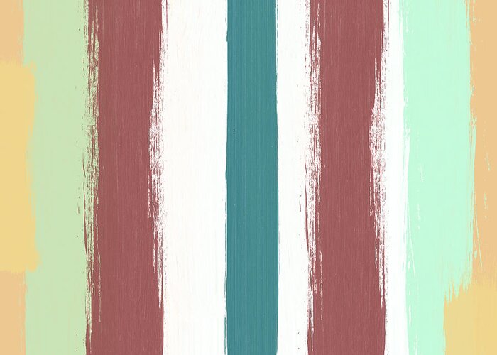 Marsala Greeting Card featuring the painting Marsala Stripe- abstract pattern painting by Linda Woods