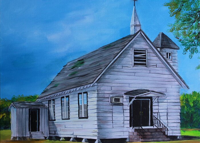 Mississippi Greeting Card featuring the painting Marsh Berea Church Leflore County MS by Karl Wagner