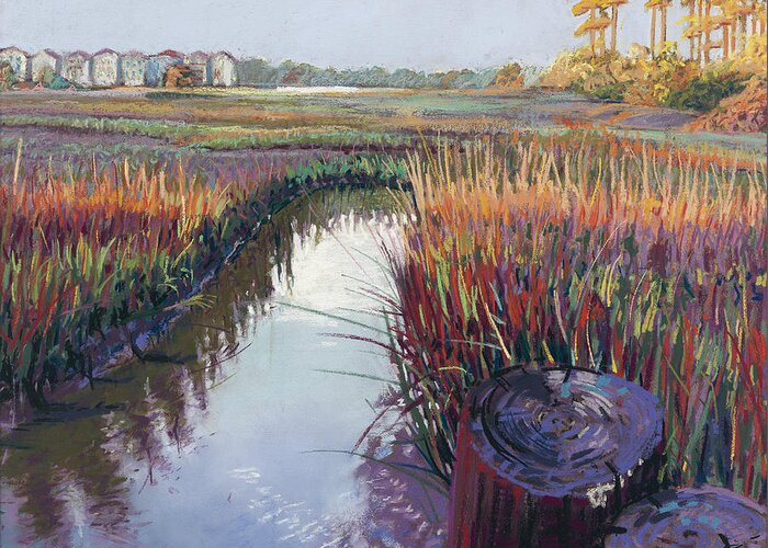 Marsh Greeting Card featuring the painting Marsh View by David Randall