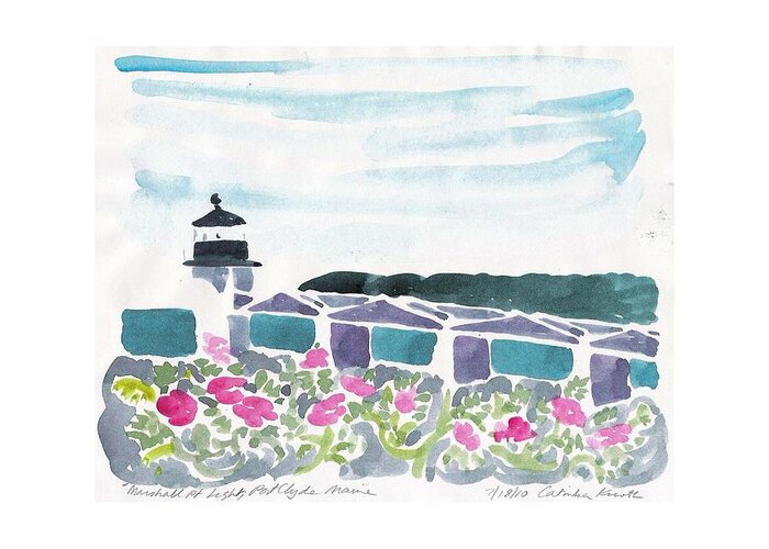 Maine Greeting Card featuring the painting Marshall Point Beach Roses by Catinka Knoth