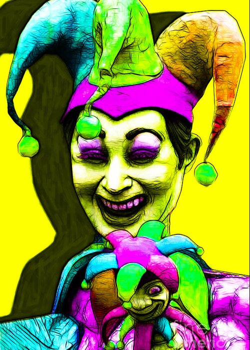 Martigras Greeting Card featuring the photograph Marti Gras Carnival Clown 20130129v6 by Wingsdomain Art and Photography