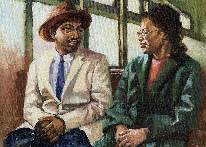 Mlk Greeting Card featuring the painting Martin and Rosa Up Front by Colin Bootman