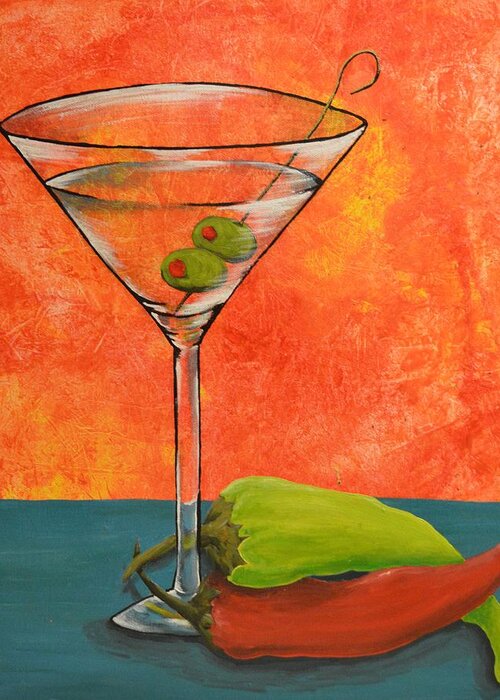 Martini Greeting Card featuring the painting Martini and Pepper by Meganne Peck