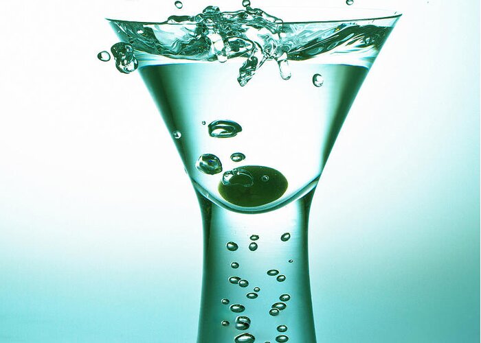 Martini Greeting Card featuring the photograph Martini with Olive Splash by John Hoey