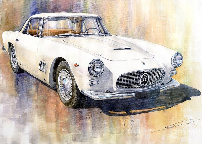 Automotive Greeting Card featuring the painting Maserati 3500GT Coupe by Yuriy Shevchuk
