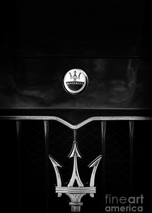 Maserati Greeting Card featuring the photograph Maserati Quattroporte Monochrome by Tim Gainey