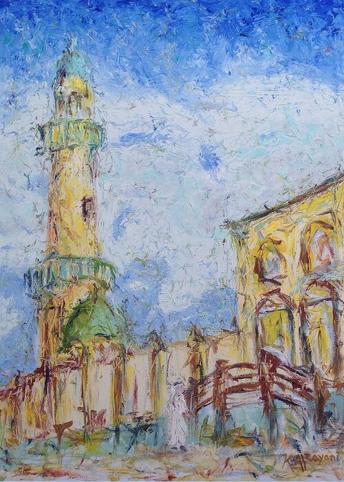 Paint Greeting Card featuring the painting Masjed by Khalid Alzayani