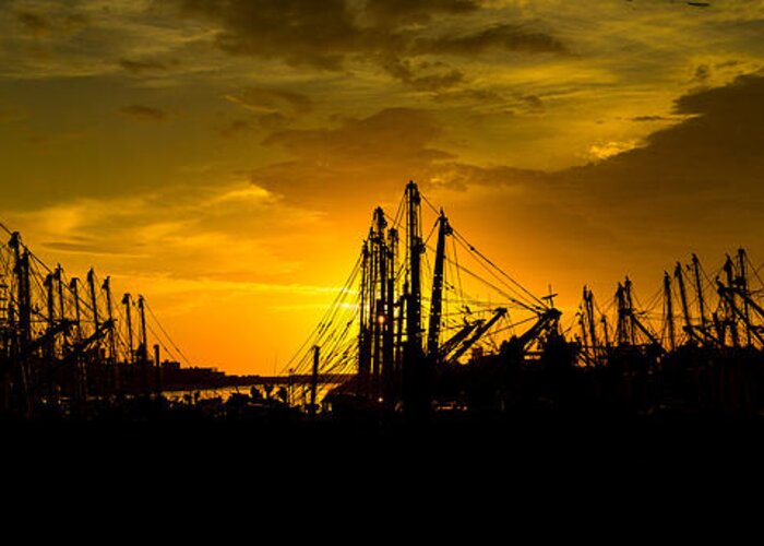 Sunset Greeting Card featuring the photograph Masts at Sunset II by Robert Bascelli