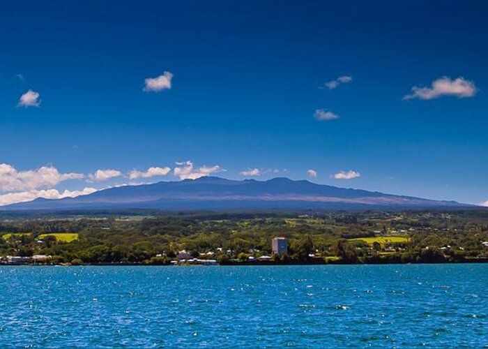 Mauna Kea Greeting Card featuring the photograph Mauna Kea by Hilo Bay by Craig Watanabe