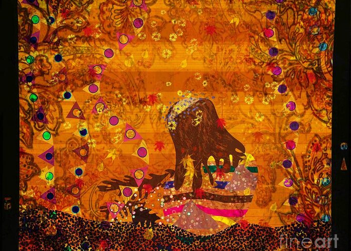 Klimt Inspired Greeting Card featuring the digital art Maya Pays again by Kim Prowse