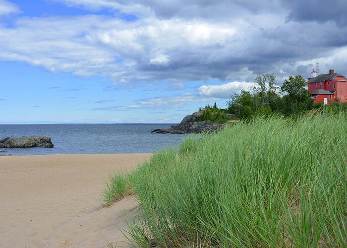Lake Superior Greeting Card featuring the photograph McCarty's Cove and the Marquette Harbor Lighthouse by Forest Floor Photography