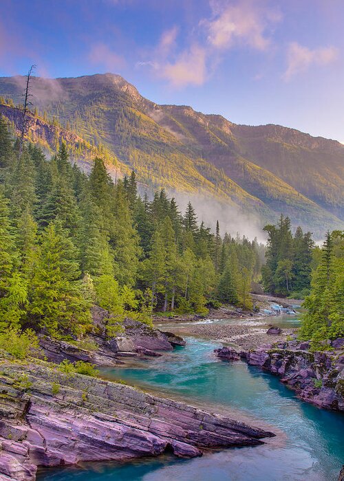 Glacier National Park Greeting Card featuring the photograph McDonald Creek by Adam Mateo Fierro