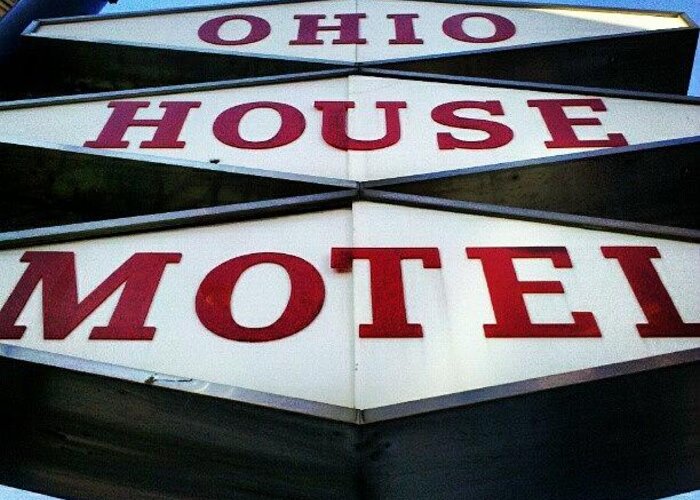 Sign Greeting Card featuring the photograph MCM Motel by Jill Tuinier