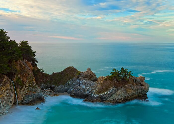 Coastline Greeting Card featuring the photograph McWay Falls At Sunrise by Jonathan Nguyen