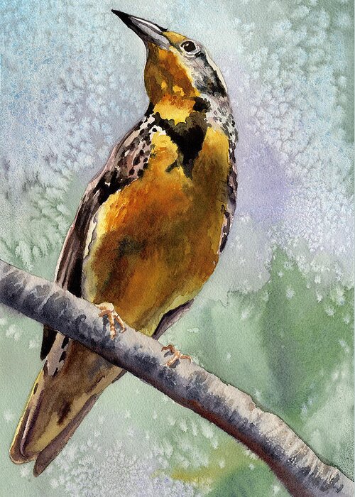 Meadowlark Painting Greeting Card featuring the painting Meadowlark by Anne Gifford