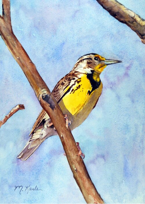 Bird Greeting Card featuring the painting Meadowlark Sunrise by Marsha Karle
