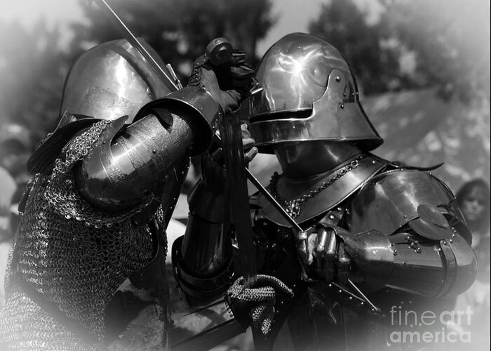 Gladiator Greeting Card featuring the photograph Medieval Faire Combatants by Vivian Christopher