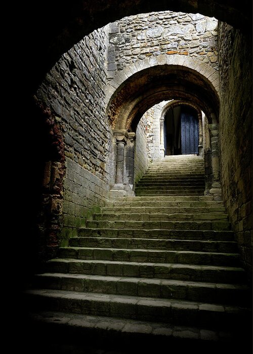Arch Greeting Card featuring the photograph Medieval Staircase And Door Arches by Whitemay