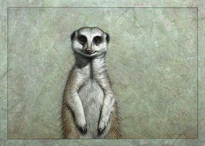 Meerkat Greeting Card featuring the painting Meerkat by James W Johnson