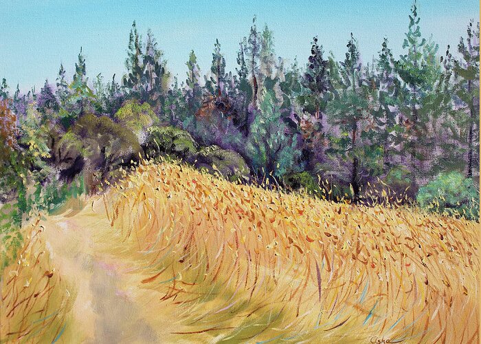 Landscape Painting Greeting Card featuring the painting Mendocino High Grass Meadow at Susan's Place in July by Asha Carolyn Young