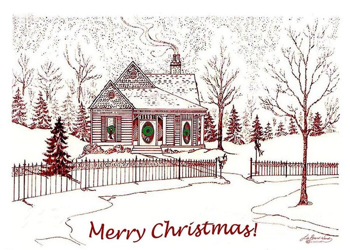Christmas Greeting Card featuring the drawing Merry Christmas by Lizi Beard-Ward