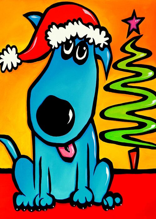 Pop Art Greeting Card featuring the painting Merry - Holiday Dog Pop Art by Tom Fedro