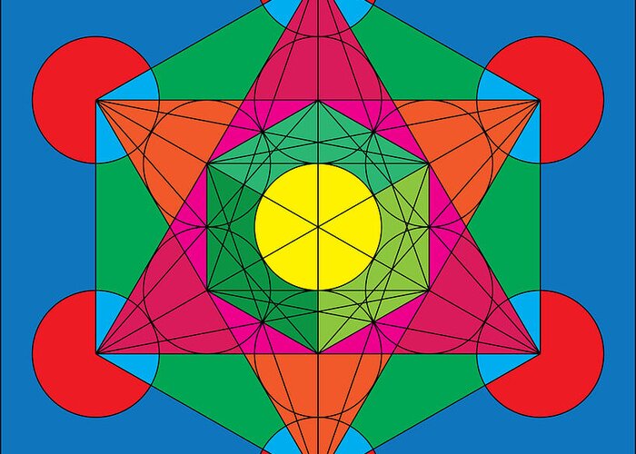 Enoch Greeting Card featuring the digital art Metatron's Cube in Colors by Steven Dunn