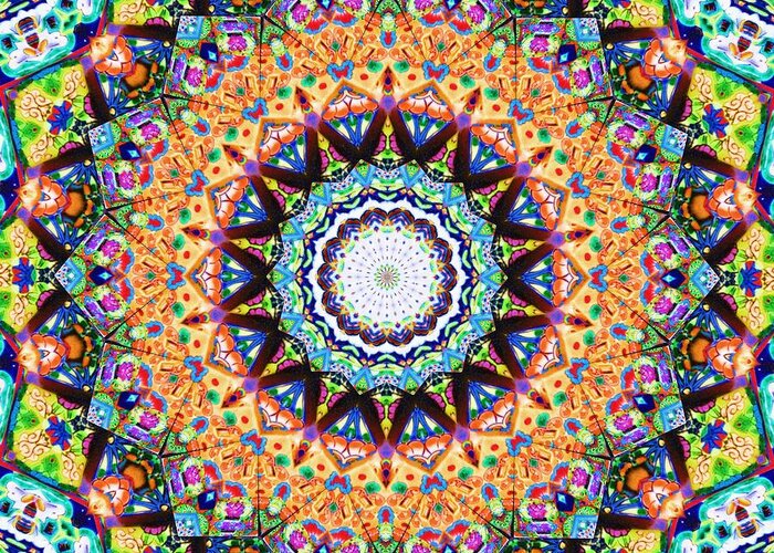 Kaleidoscopes Greeting Card featuring the digital art Mexican Ceramic Kaleidoscope by Alec Drake