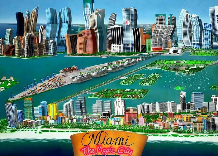 Miami Greeting Card featuring the painting Miami Sizzle by Brett Sauce