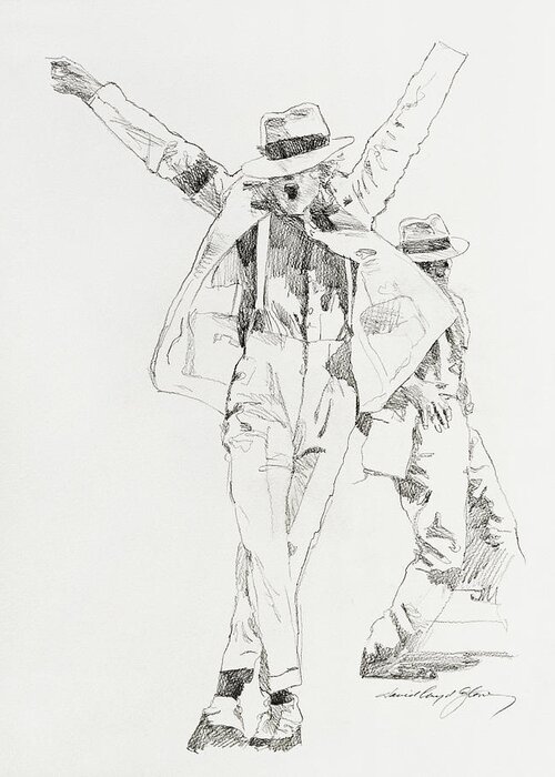 Michael Jackson Greeting Card featuring the drawing Michael Smooth Criminal by David Lloyd Glover