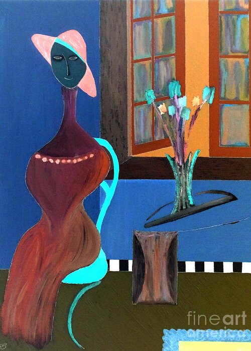 Midnight Greeting Card featuring the painting Midnight on the Terrace by Bill OConnor