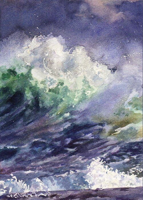 Ocean Painting Greeting Card featuring the painting Midnight Surf by Anne Gifford