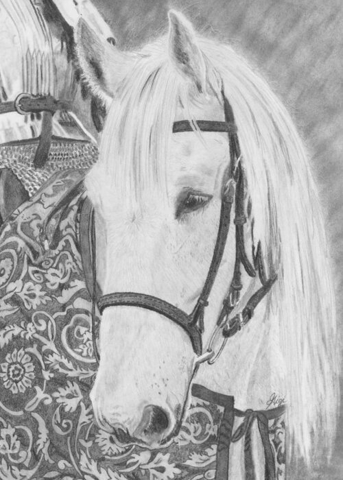 Horse Greeting Card featuring the drawing Midsummer Knight Majesty by Gigi Dequanne