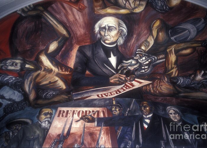 Mexico Greeting Card featuring the photograph MIGUEL HIDALGO MURAL Guadalajara by John Mitchell