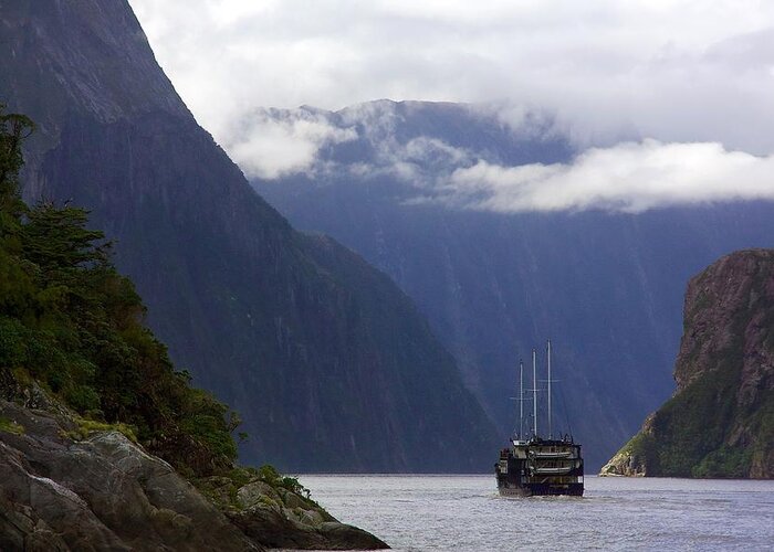 New Zealand Greeting Card featuring the photograph Milford Sound by Stuart Litoff
