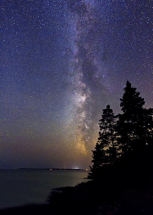 Milky Way Greeting Card featuring the photograph Milky Way at Acadia National Park by John Vose