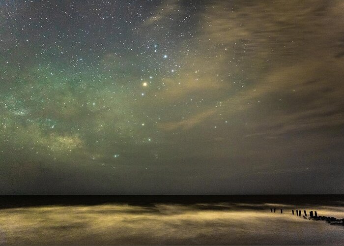 Beach Greeting Card featuring the photograph Milky Way over Folly Beach by Keith Allen