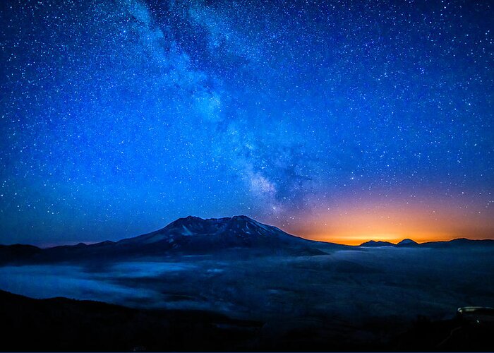 Tranquility Greeting Card featuring the photograph Milky Way Over Mt. St. Helens by R. Kent Squires