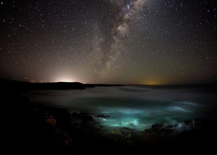 Tranquility Greeting Card featuring the photograph Milky Way Over The Ocean. South by John White Photos