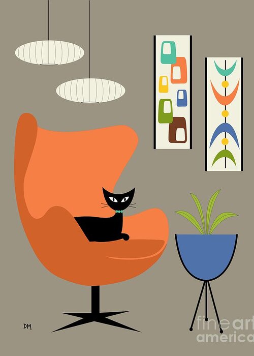 Mid Century Modern Greeting Card featuring the digital art Mini Oblongs and Mobile by Donna Mibus