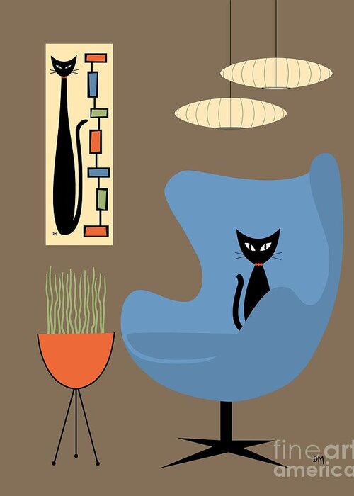 Egg Chair Greeting Card featuring the digital art Mini Rectangle Cat by Donna Mibus